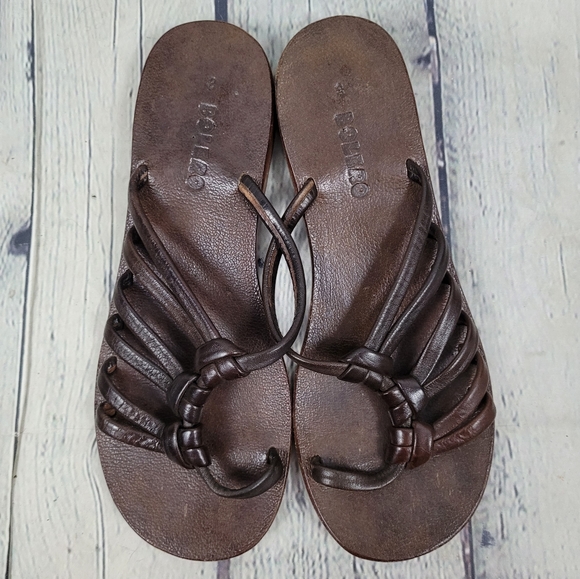 BODRUMLU | thick leather galena artisan boho flat sandals - Picture 2 of 7